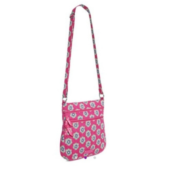 Vera Bradley Pink Swirls Flowers Triple Zip Hipster Crossbody Bag - Retired Patt - Picture 2 of 10